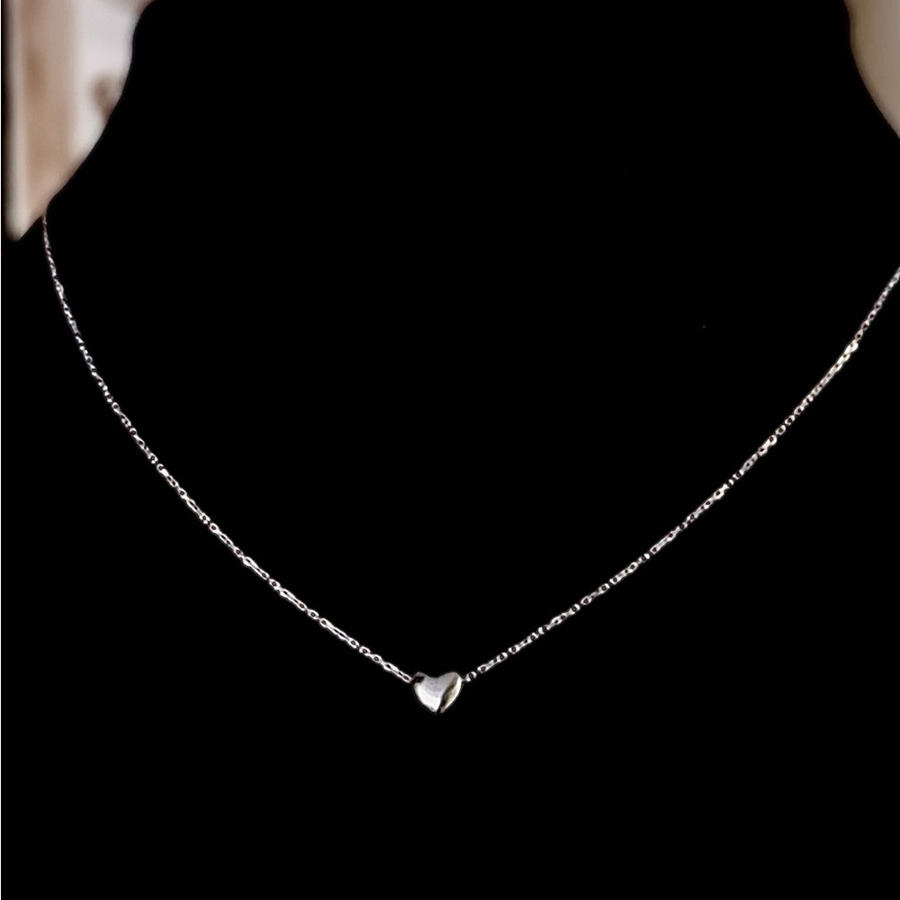 Neiman Marcus Silver Puffy Tiny Heart Necklace - Picture 2 of 3